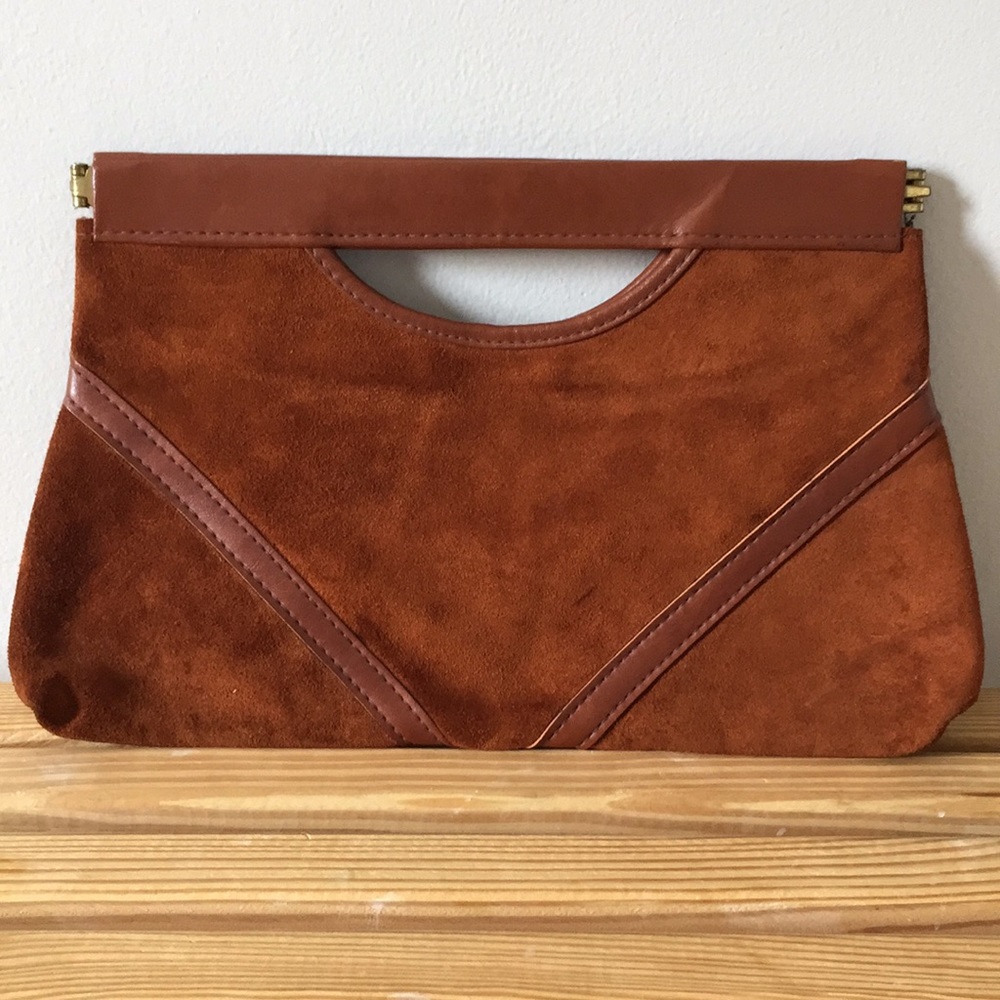 Suede leather clutch